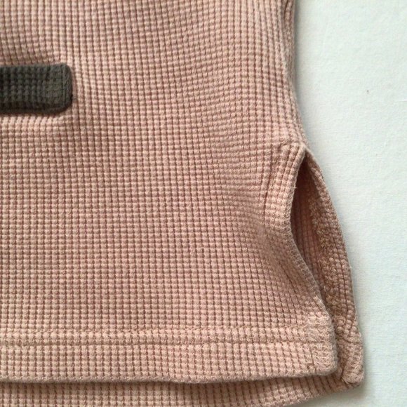 Newport News 3/4 sleeve pink top with grey/brown neck & pocket trim - Picture 4 of 10